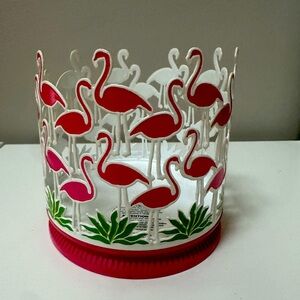 Bath & Body Works Flamingo  3-Wick Candle Holder Pink Green Colored Metal New